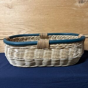 Woven Basket with Teal Green Accents